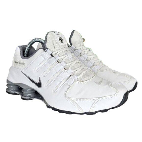 Nike Mens Shox NZ Leather 378341-102 Sz 8.5 White Cool Grey Running Shoes - Picture 1 of 10